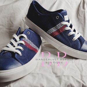 Tommy Hilfiger canvas navy blue red white sneakers